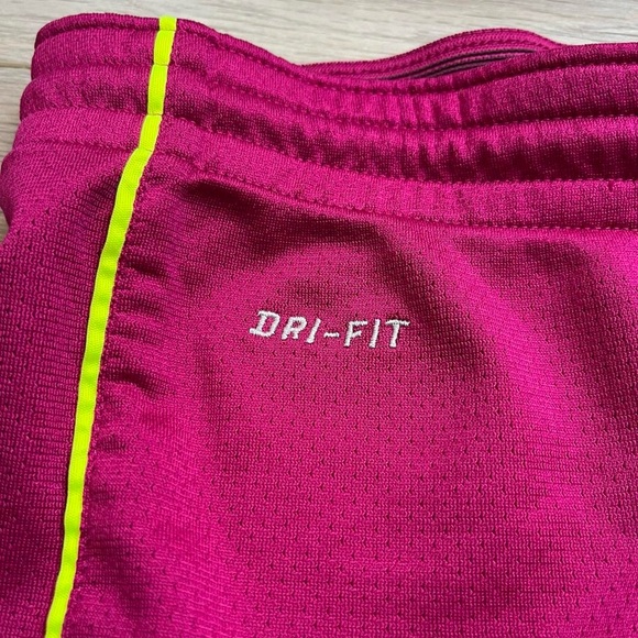 Nike Dri Fit Pink and Yellow High Waisted Athletic Shorts - Picture 4 of 9